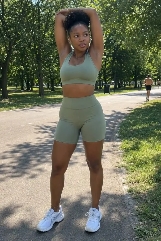 Matching bike short and sports bra