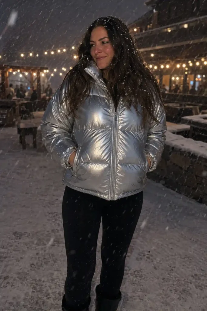 Metallic puffer jacket