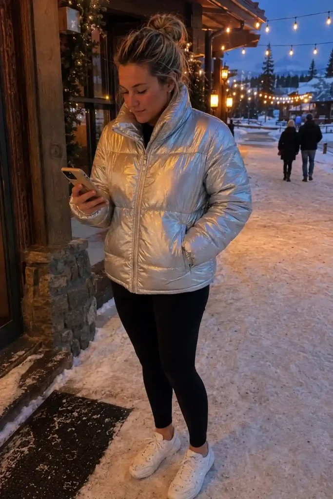 Metallic puffer jacket