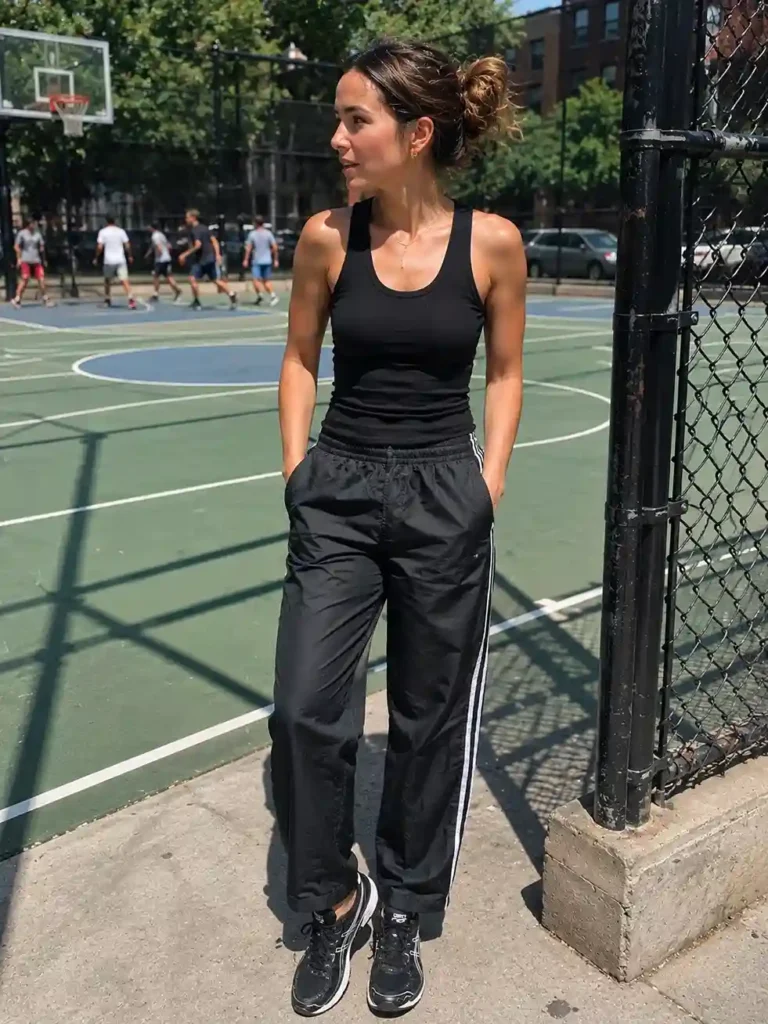 Nylon track pants with