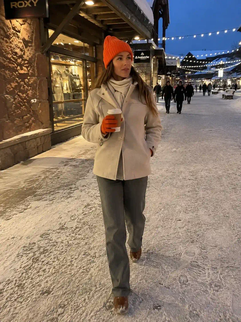 Orange beanie and gloves