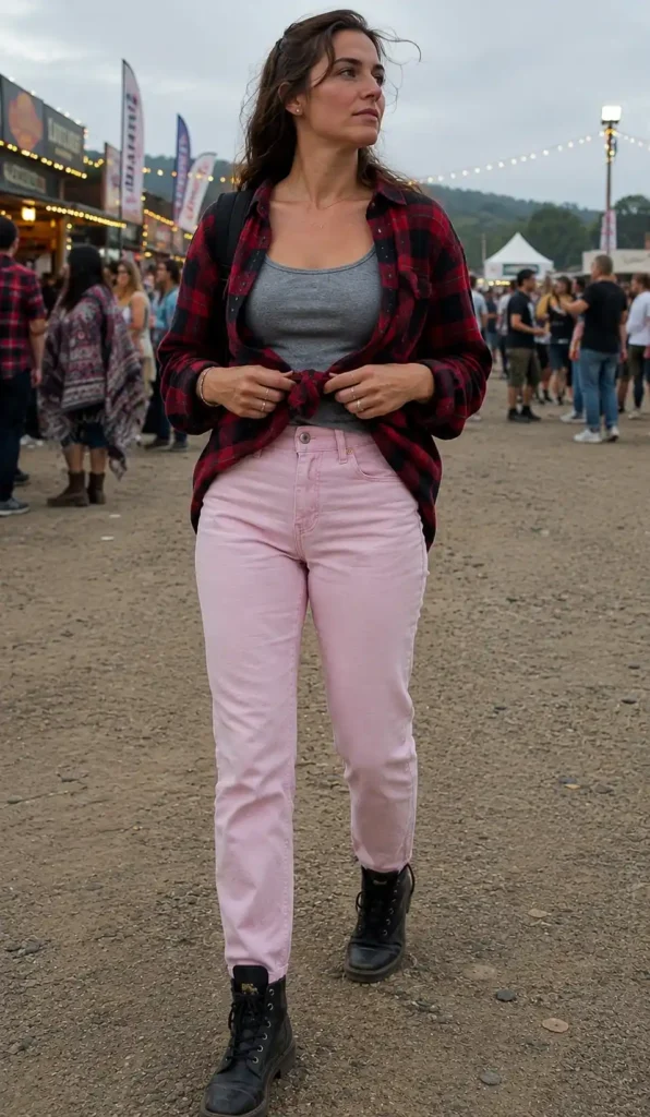 Oversized flannel and combat boots