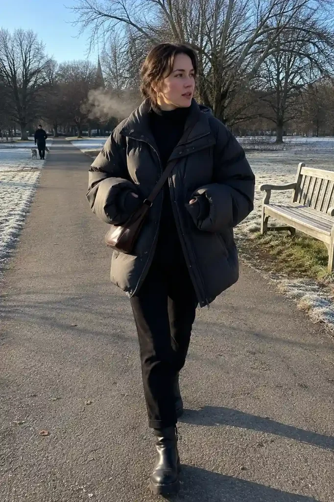 Oversized puffer with fitte