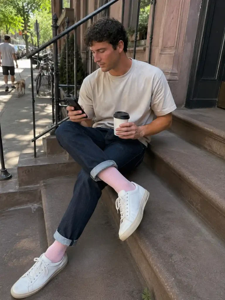 Pink Henley with rolled