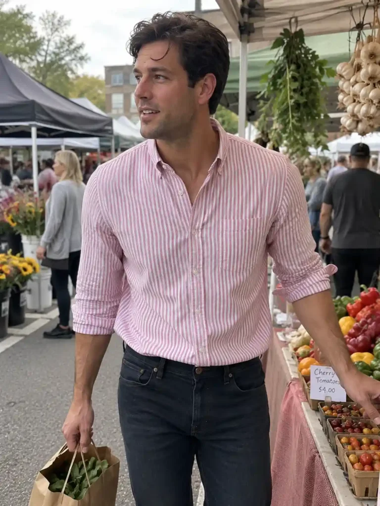 Pink and white striped shirt