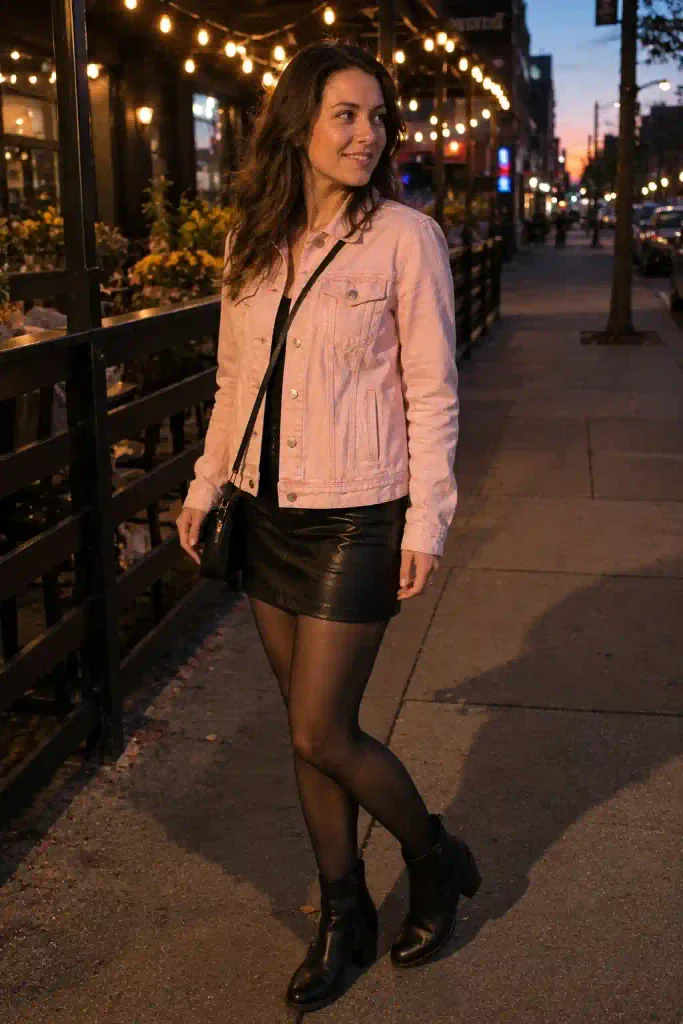 Pink denim jacket
