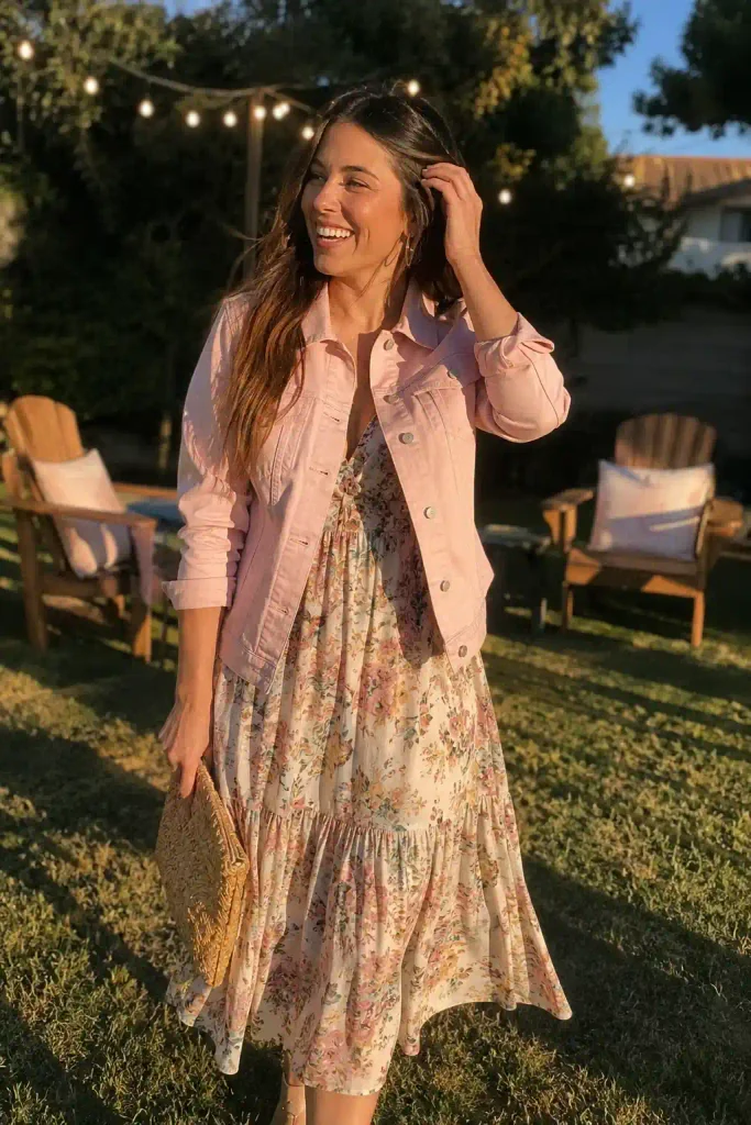 Pink denim jacket