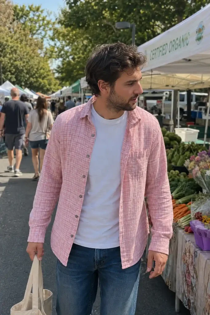 . Pink flannel shirt