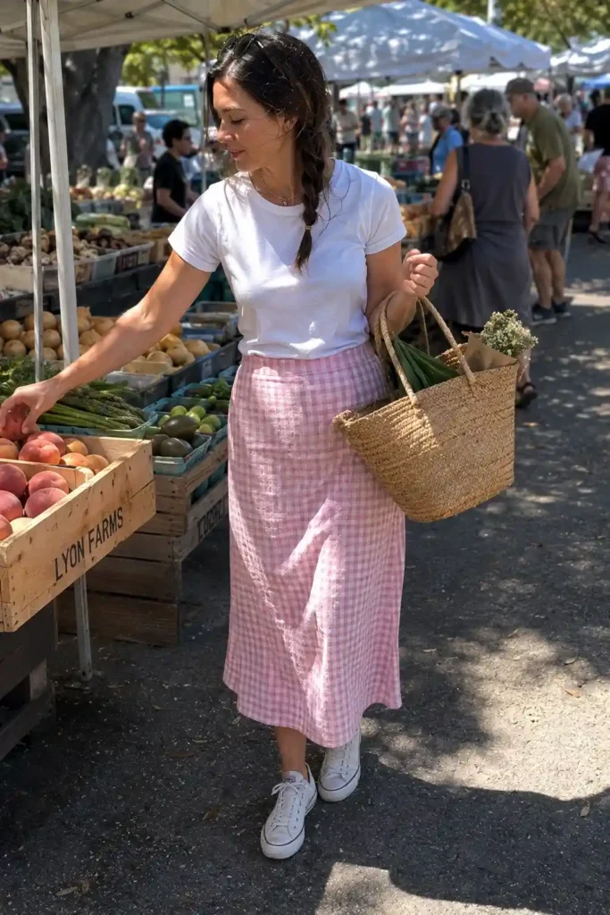 Pink gingham with a white base