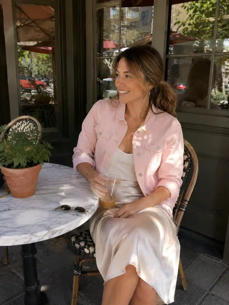 Pink jacket with a slip skirt