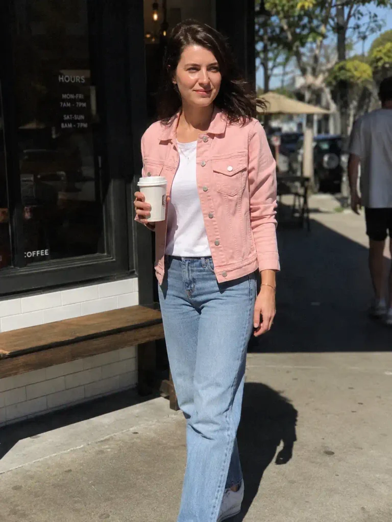 Pink jacket with white
