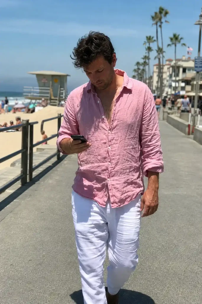 Pink linen shirt