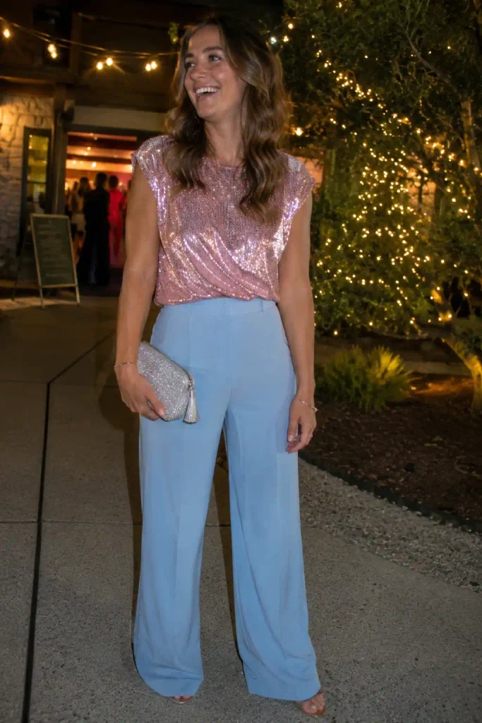 . Pink sequin top with lig