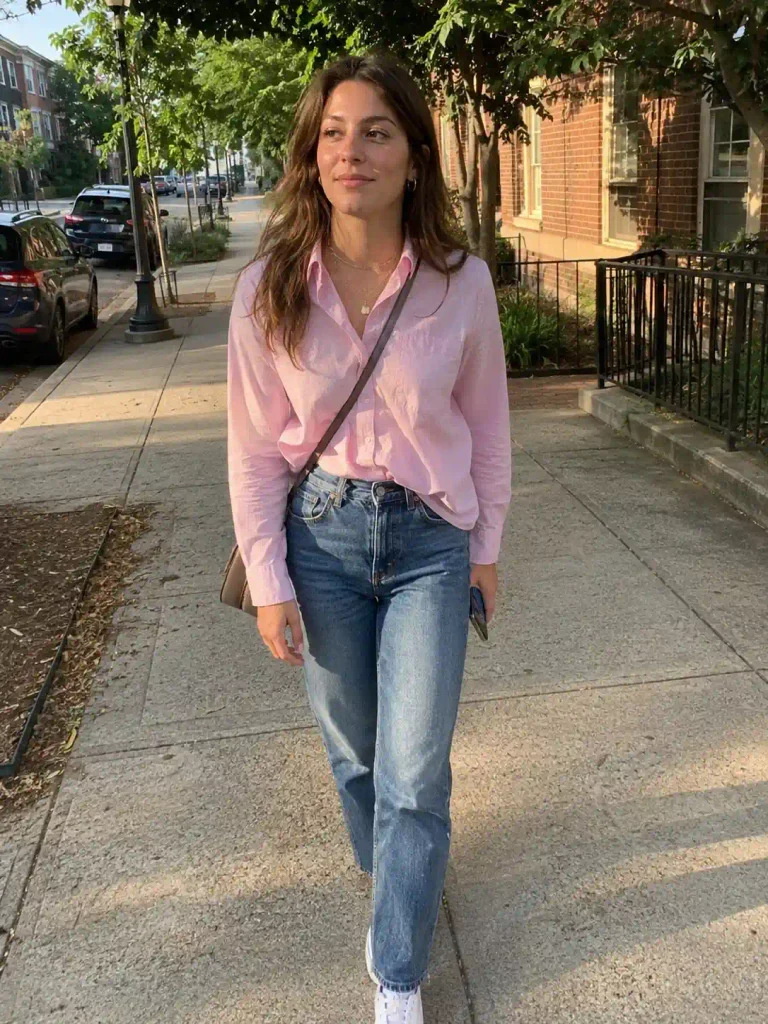 Pink shirt and denim