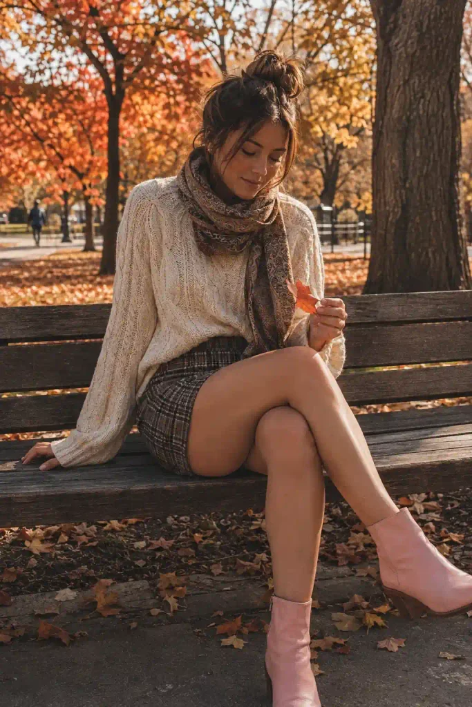 Plaid mini skirt and