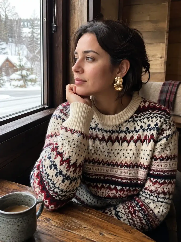Printed knit sweater