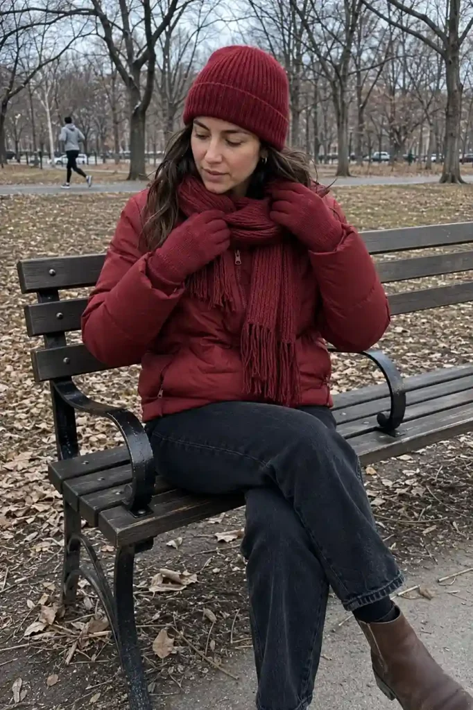 Puffer with matching hat