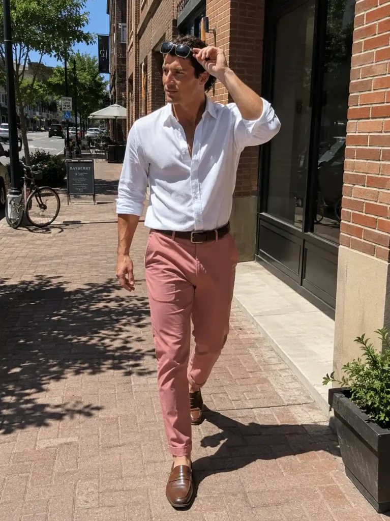Salmon pink chinos