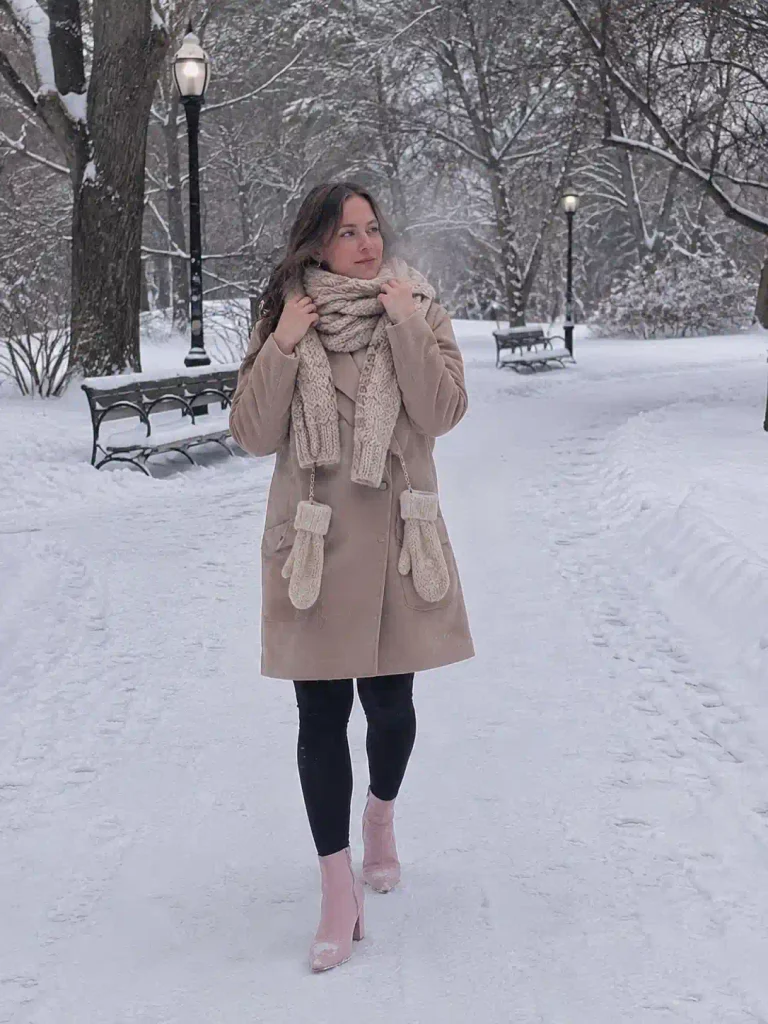 Scarf-heavy layering. Winter