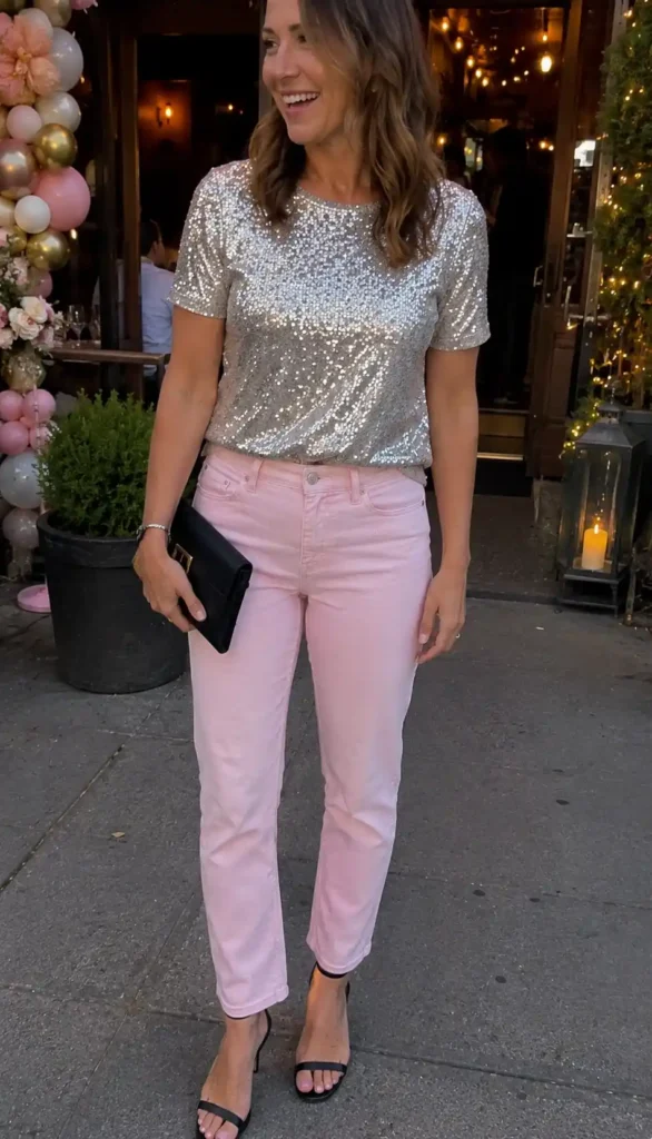  Sequin or metallic top