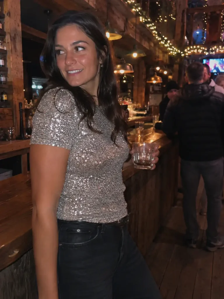 Sequined top with dark 