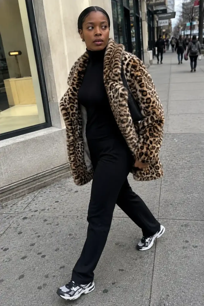 Statement outerwear with all-black base