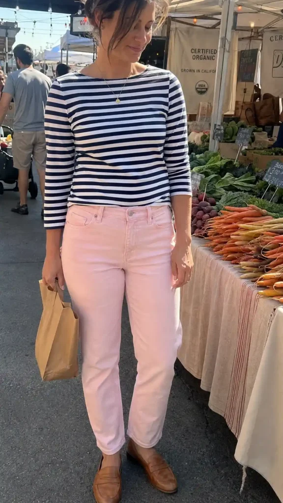 Striped boatneck top with