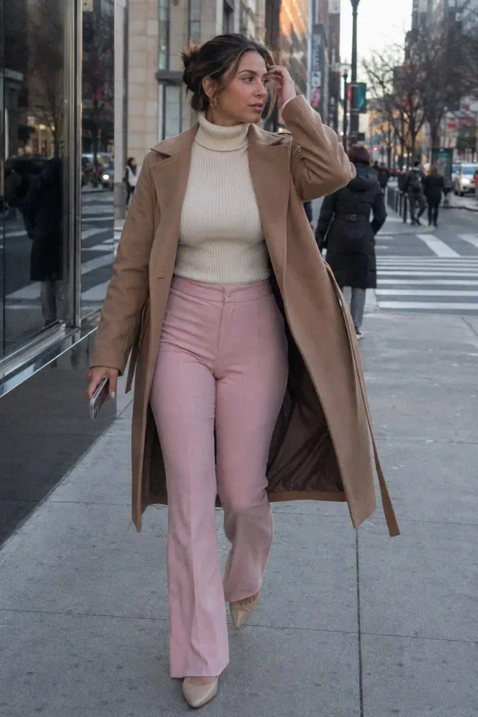 Turtleneck and long trench coat