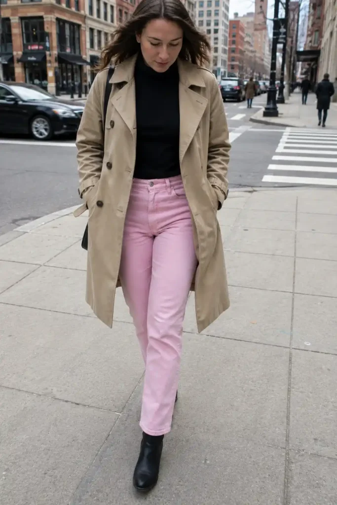 Turtleneck and trench coat combo