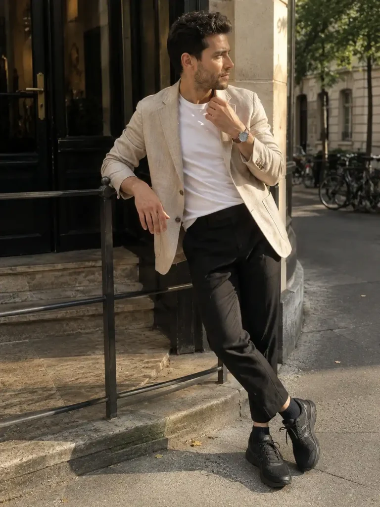 Unstructured linen blazer