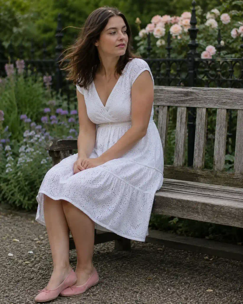 White eyelet dress with