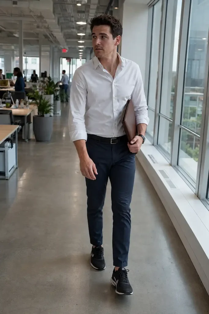 Why black Asics actually work in a smart casual office