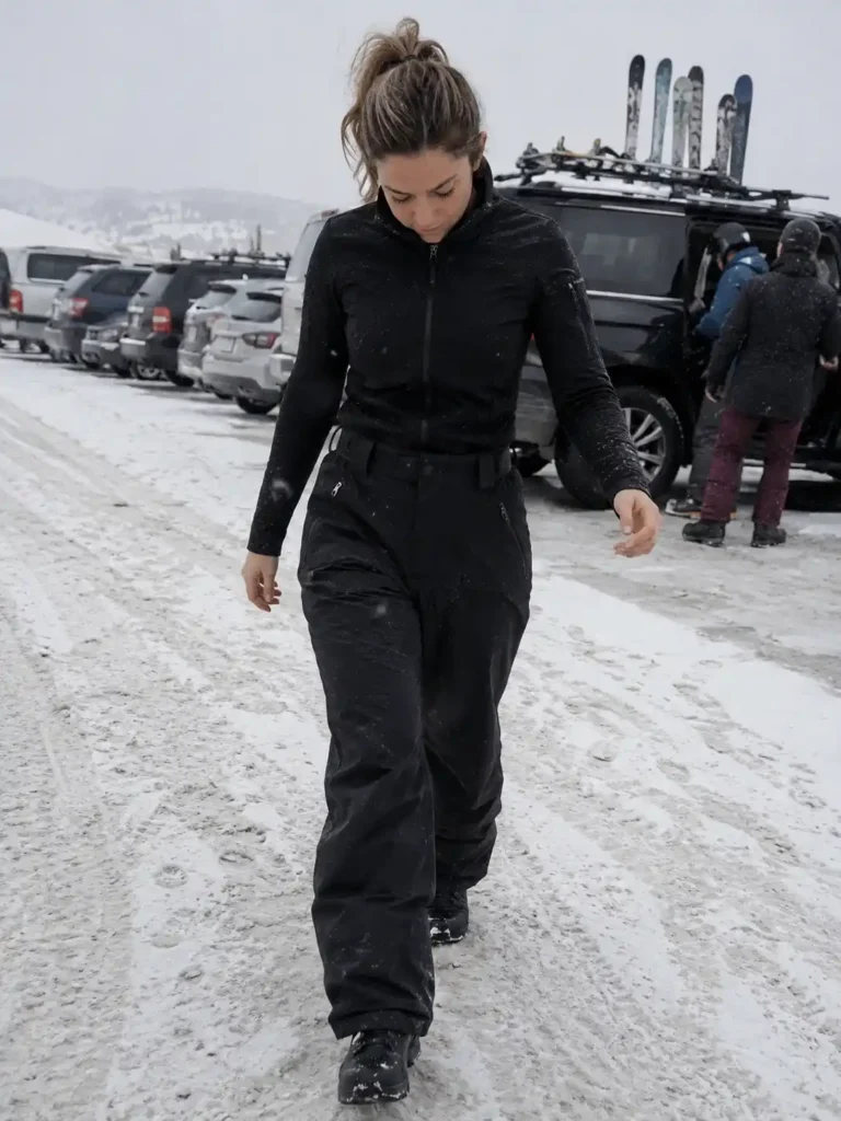 Wide-leg black snow pants