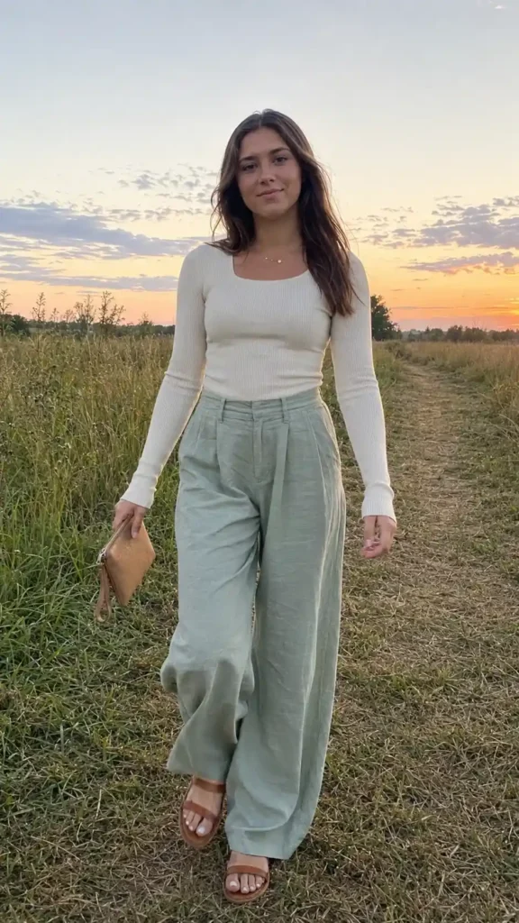 Wide-leg trousers with a fitted top