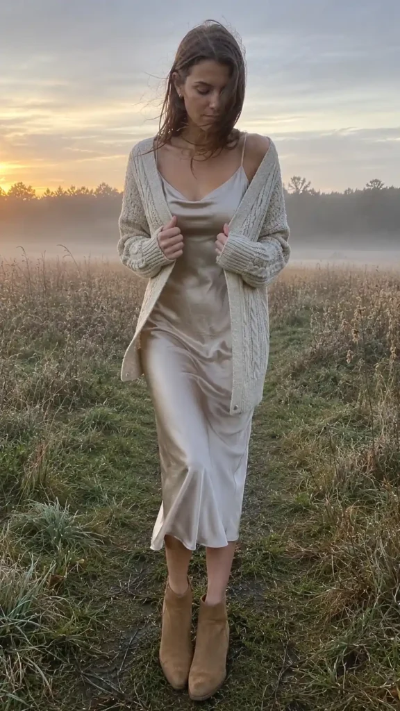 ardigan over a slip dress