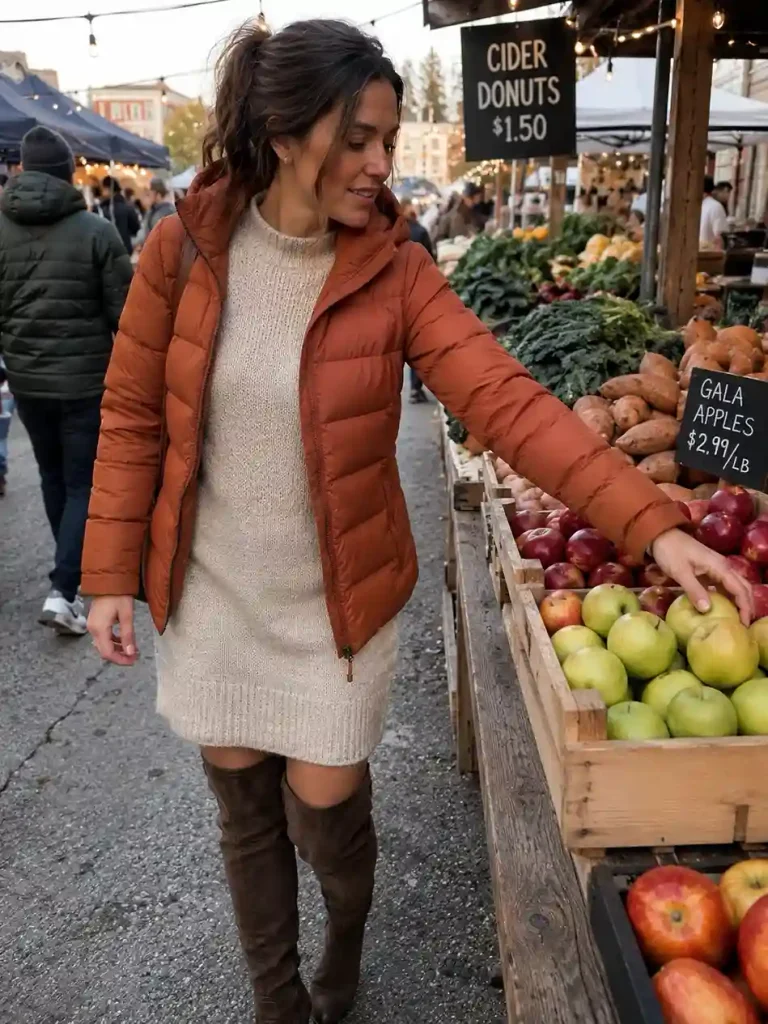 knit dress and boots
