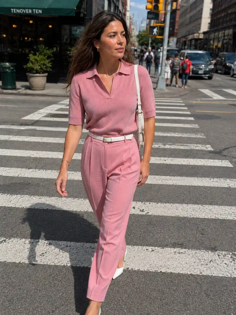 monochrome pink outfit with