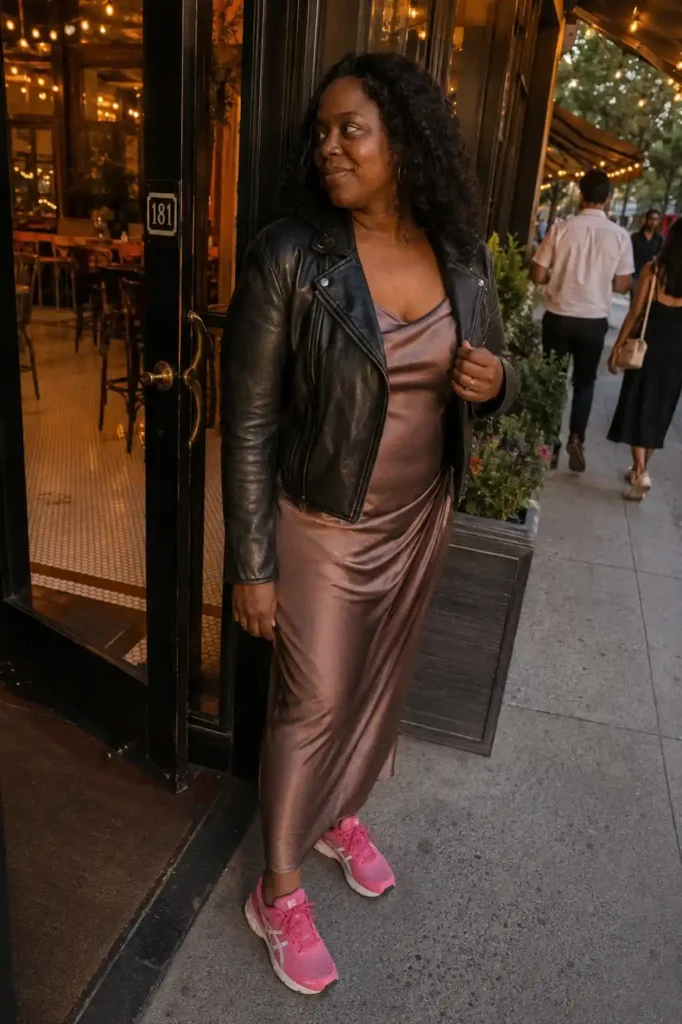 satin slip dress with