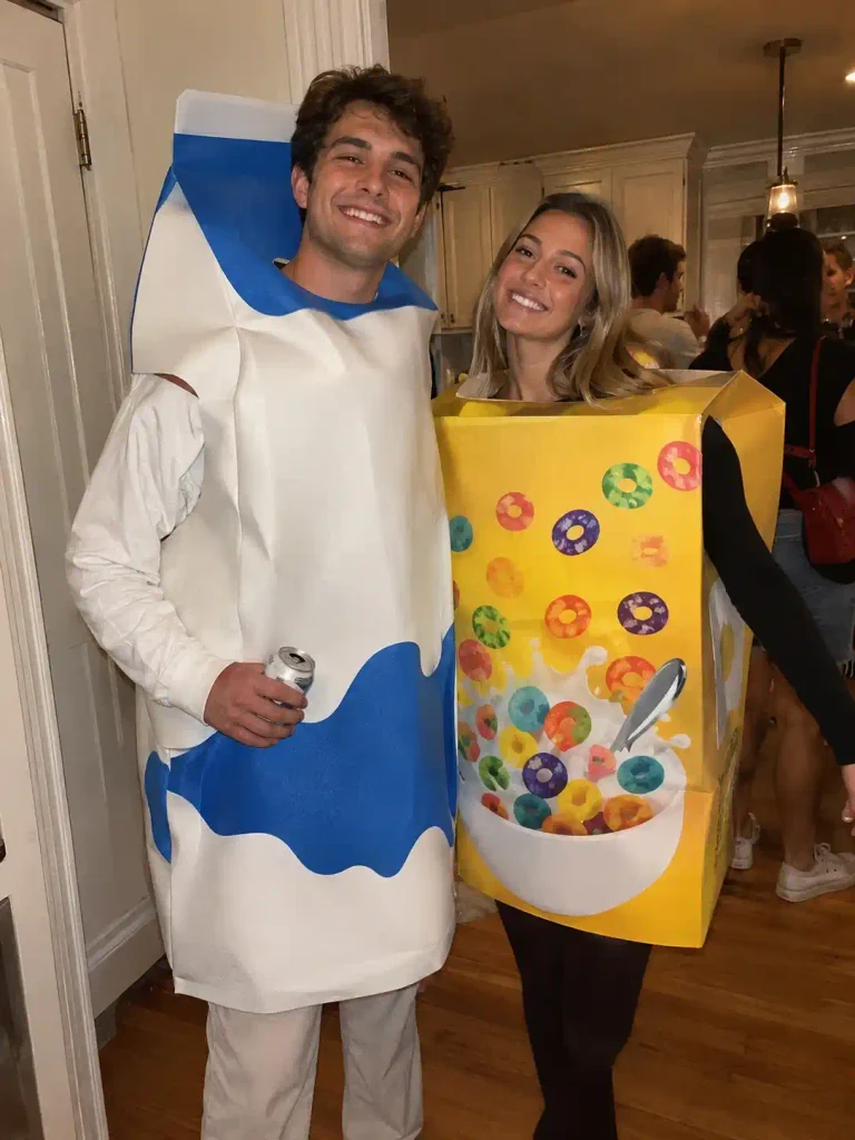 11. Milk and cereal. One person in a white outfit with a milk carton prop, the other dressed as a cereal box. Weirdly underused. Should be more popular than it is.