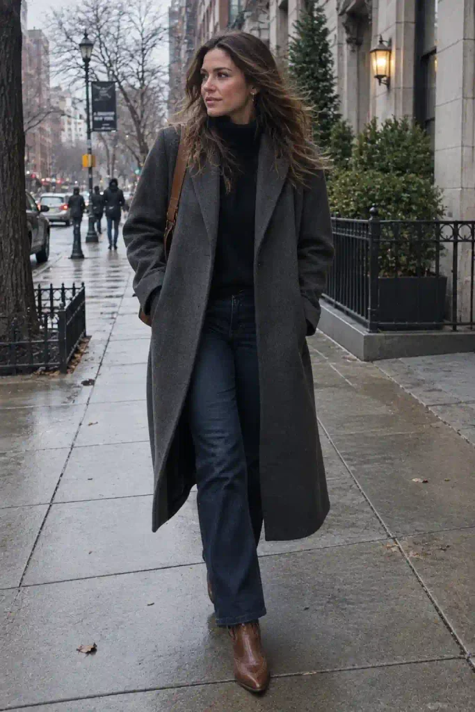 A long wool coat over everything