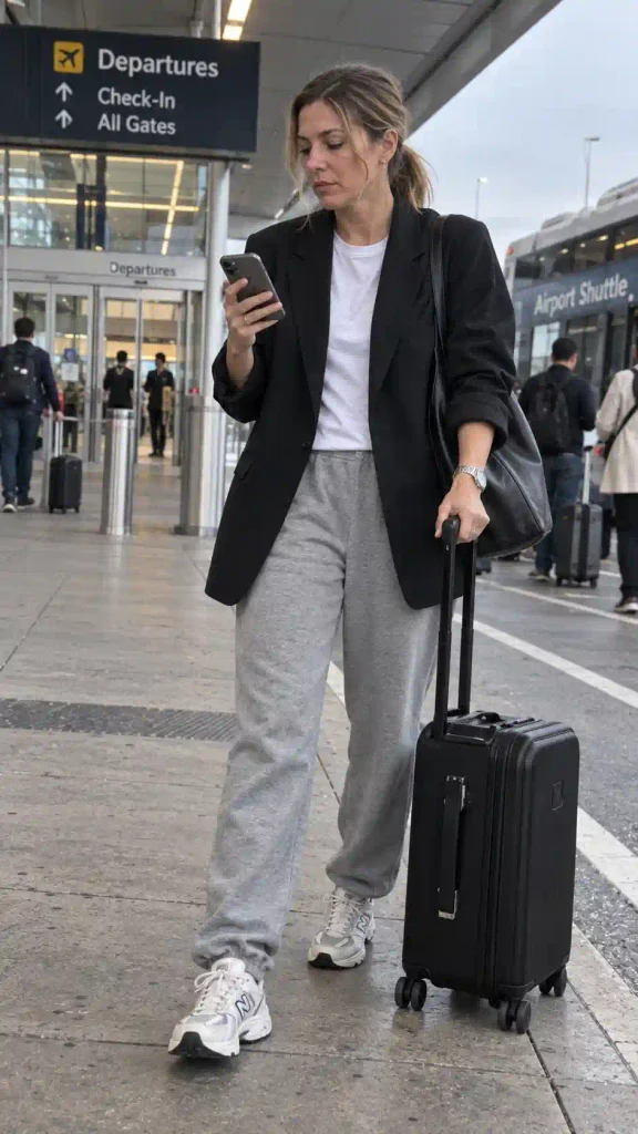 Airport blazer with sweatpants