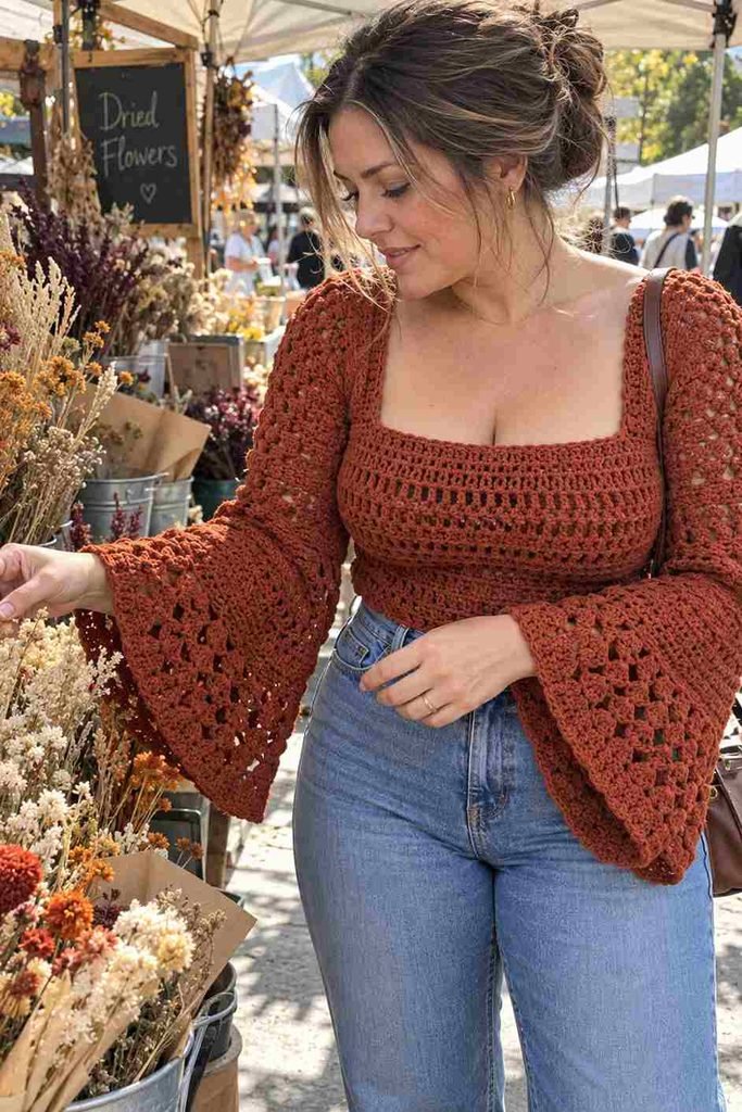 Bell sleeve crochet