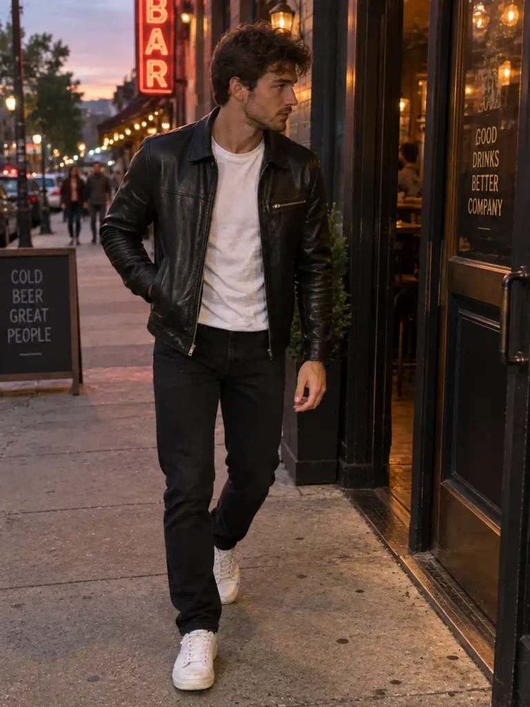 Black leather jacket