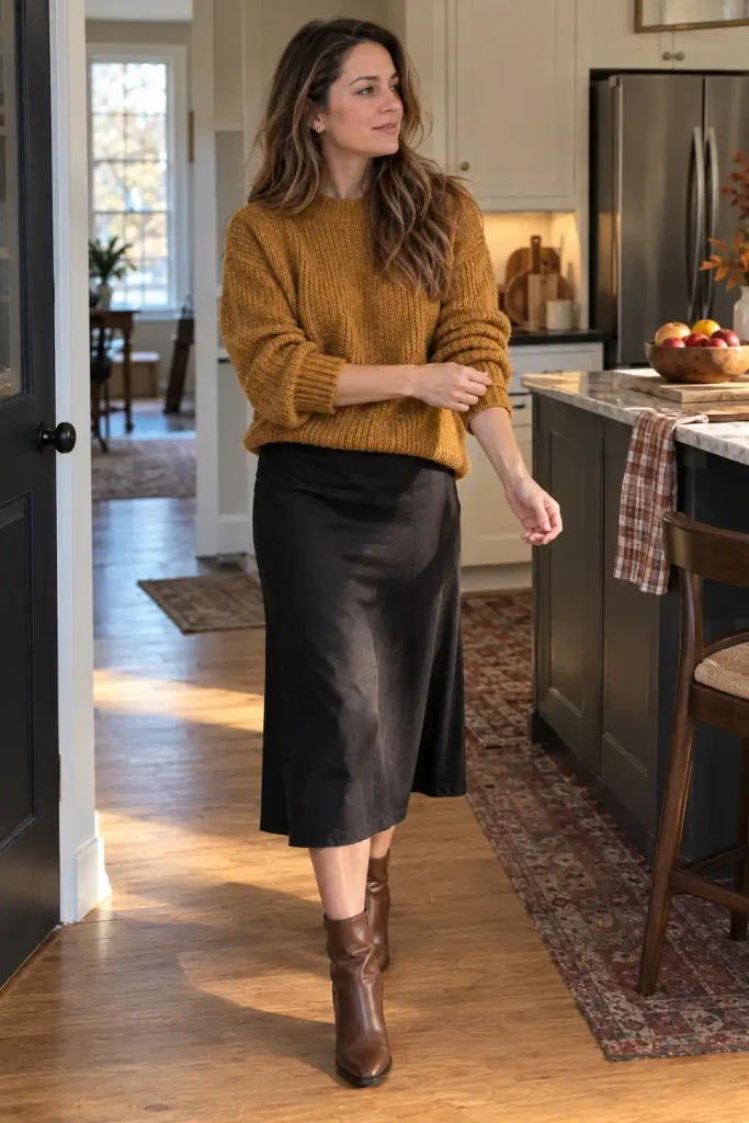 Black midi skirt