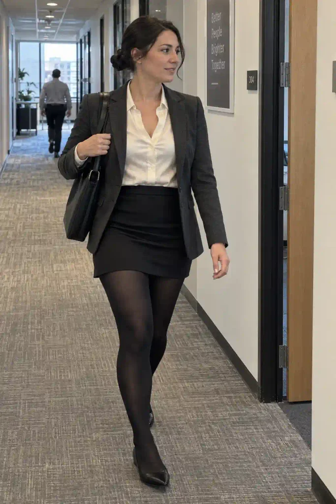 Blazer and silk blouse