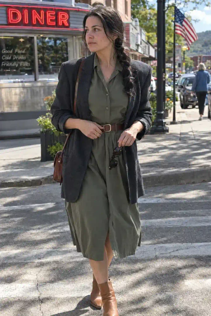 Blazer over a sweater dress