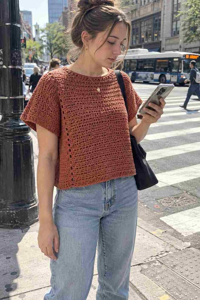 Boxy crochet tee