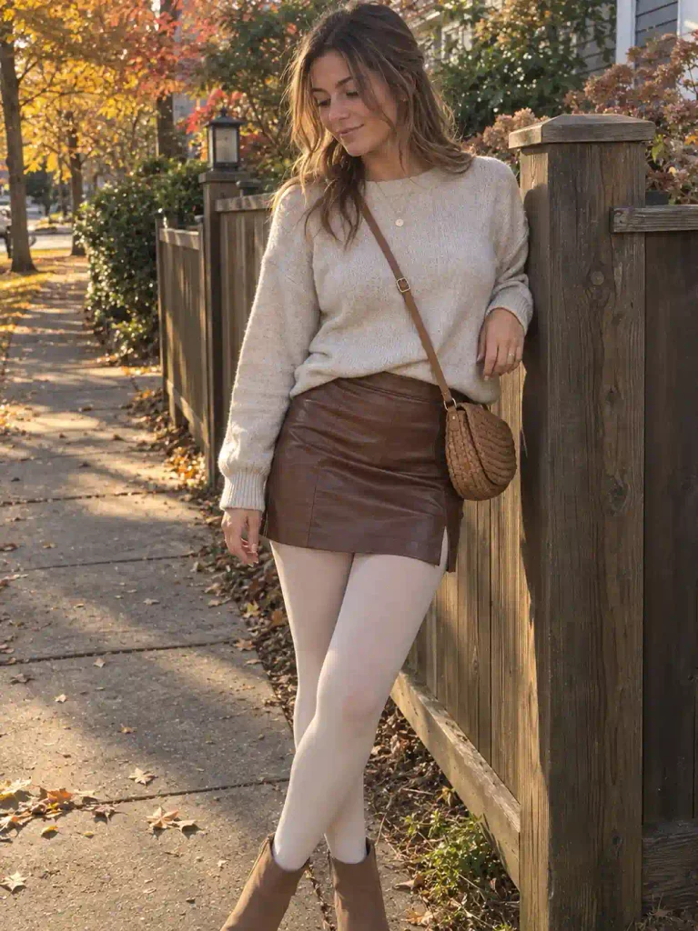 Brown leather with cream or