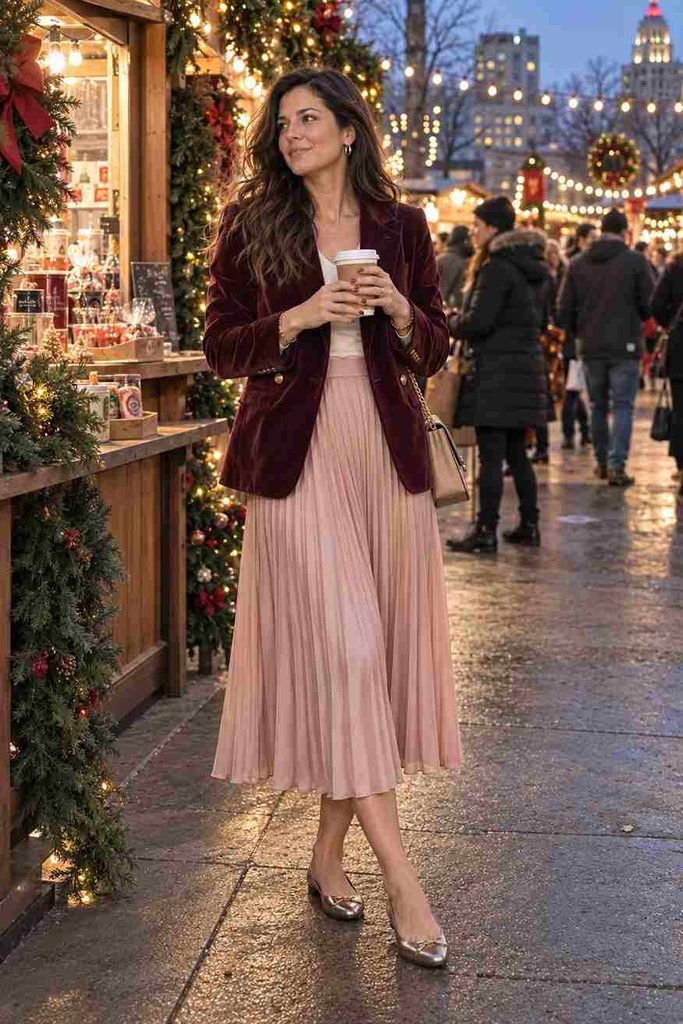 Burgundy velvet blazer