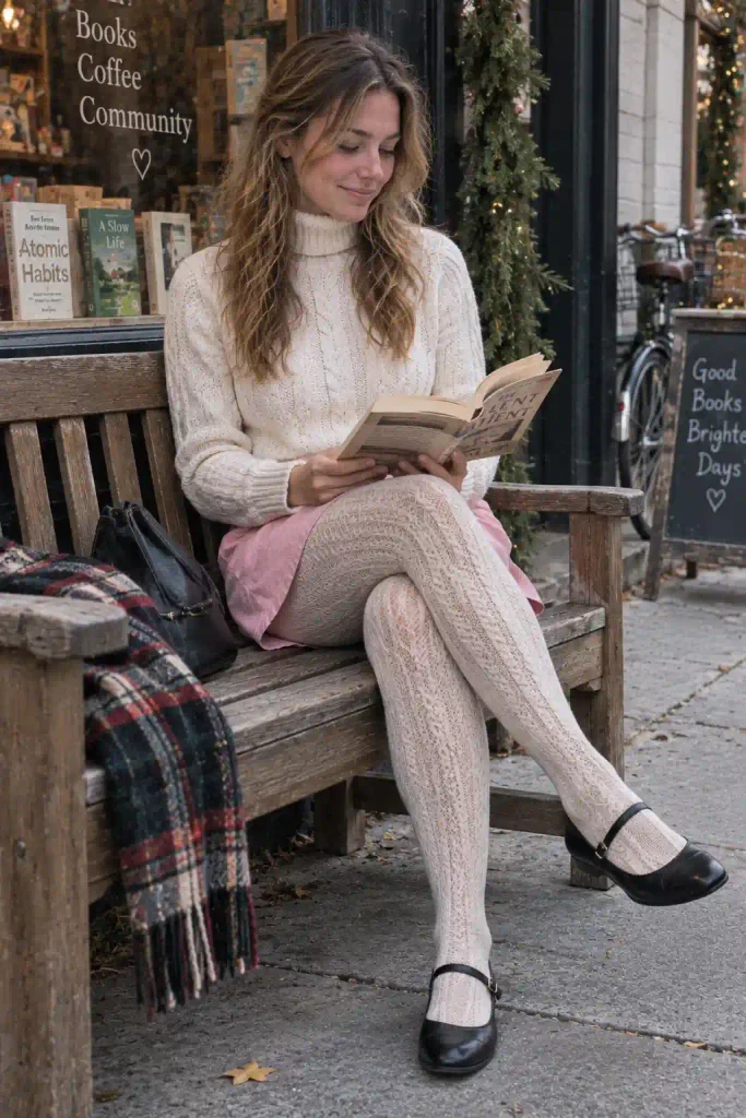 Cable knit tights and Mary Janes